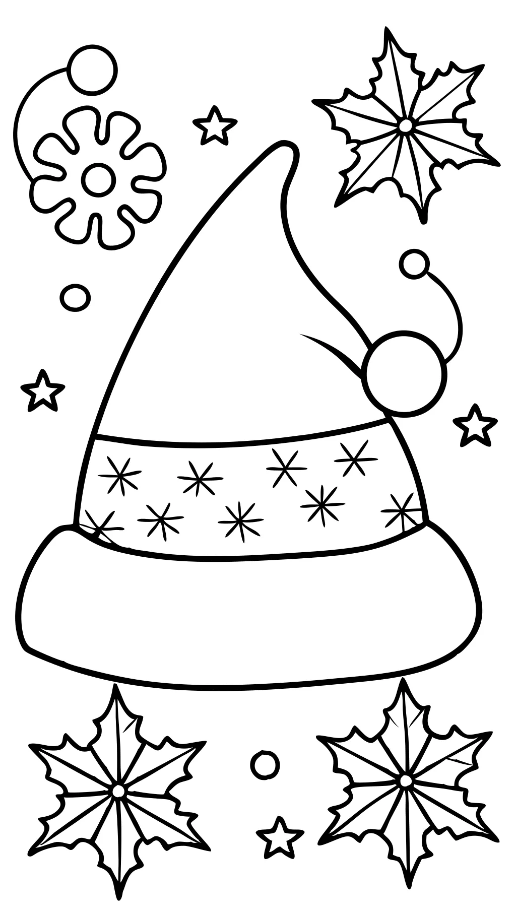 coloring page of santa hat